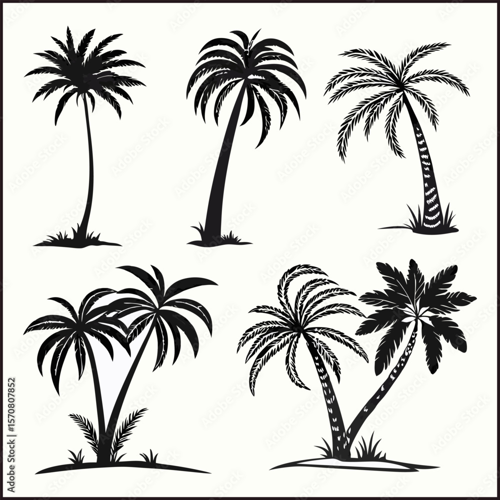 Obraz premium Silhouettes palm tree illustration