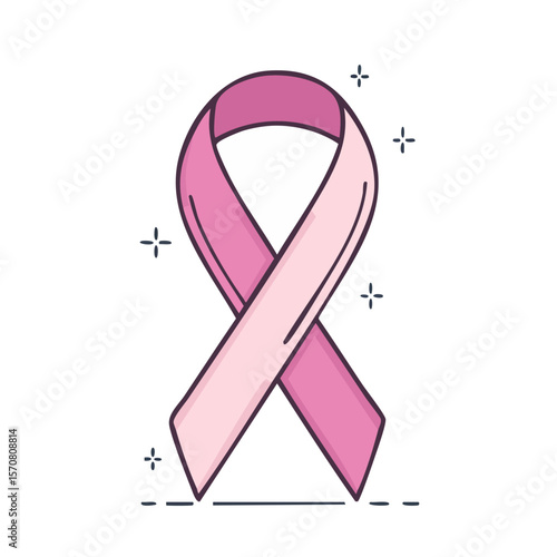 Pink ribbon illustration for healthcare awareness and support on black background Simple illustration of cancer awareness and solidarity