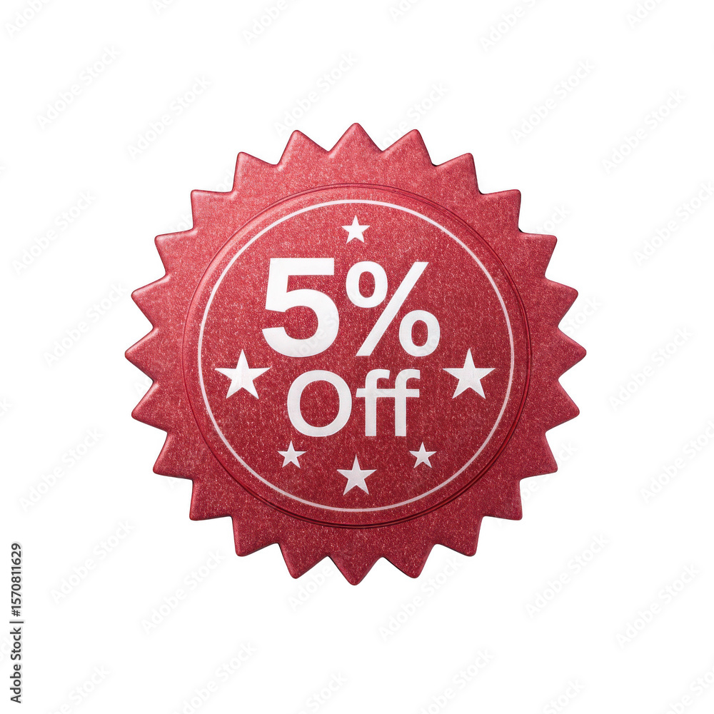 Fototapeta premium Five percent off isolated on transparent background