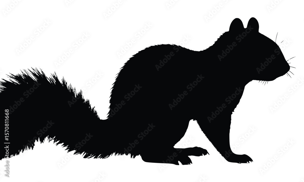 Obraz premium Squirrel Silhouette Vector – Crisp Black Wildlife Graphic for Branding and Design Use