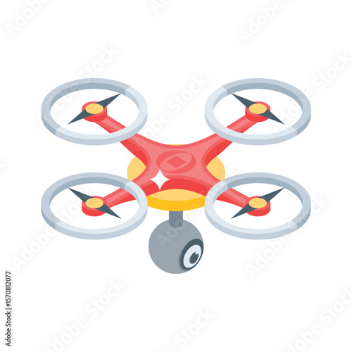 Grab this isometric icon of high-tech flying drone