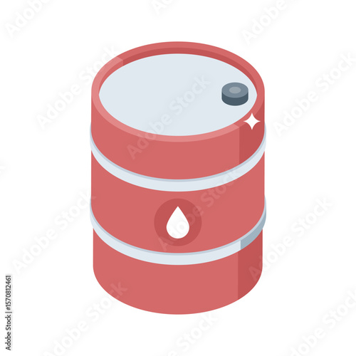 A trendy isometric style icon of oil barrel storage