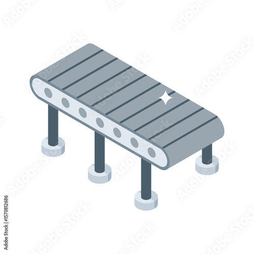 A captivating isometric icon of mechanical assembly line setup