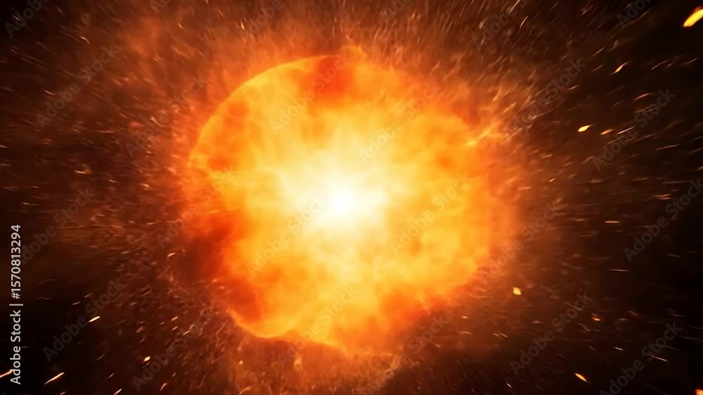 Fiery explosion outward