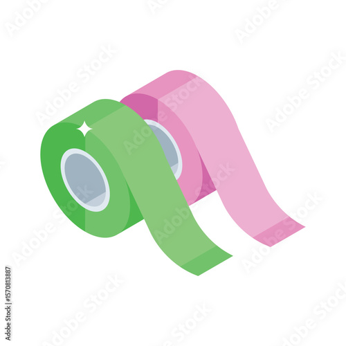 Premium isometric icon of assorted tape rolls