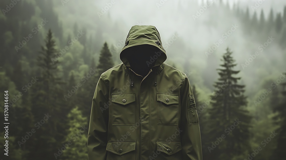 Minimal Trend: Flat-Lay of a Stylish Olive Green Jacket on Transparent Background Minimal Trend: Flat-Lay of a Stylish Olive Green Jacket on Transparent Background