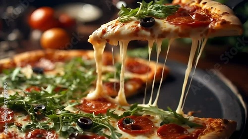 Melted Pizza Cheese with Tomato and Basil