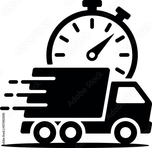 Find fast delivery truck shipping service with stopwatch icon vector image
