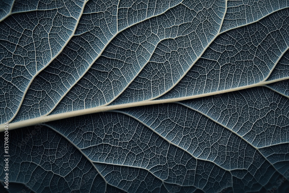Obraz premium Detailed close-up of a leaf showcasing intricate textures and patterns in nature's design