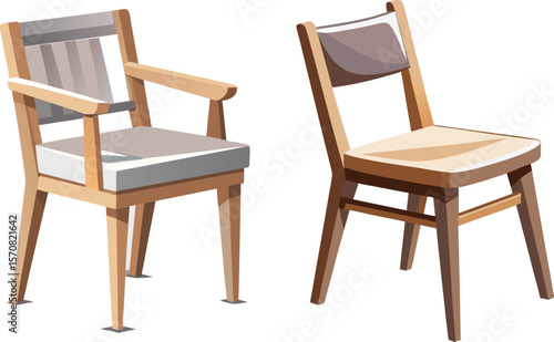 old wooden chair vector illustration 