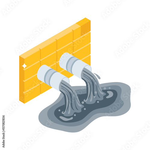 Visually engaging isometric icon of hazardous industrial waste site