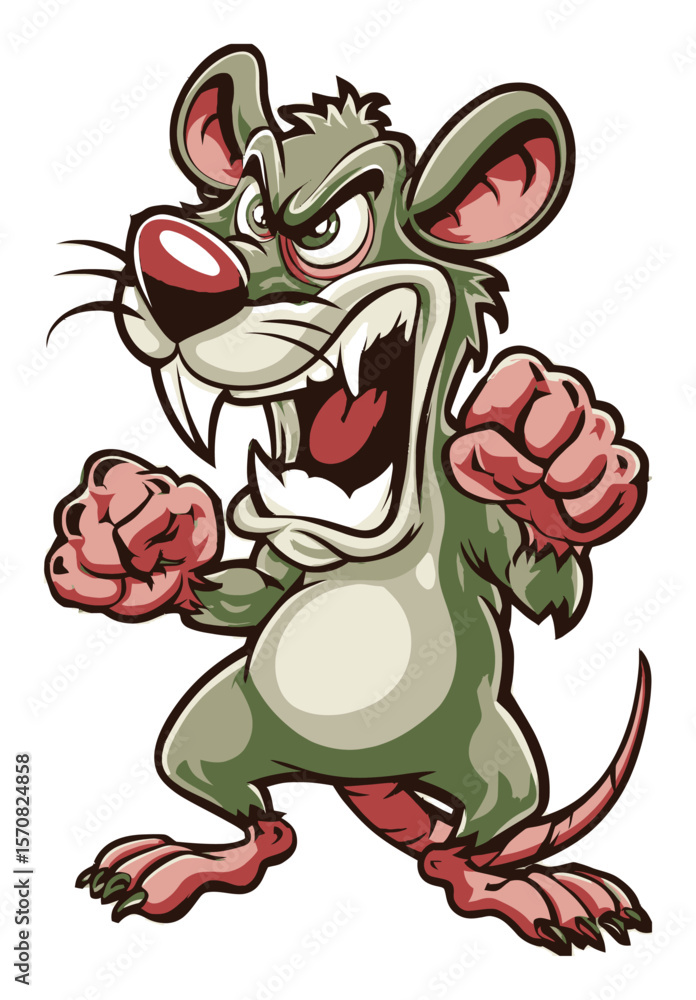 Obraz premium Angry Cartoon Mouse Character with Clenched Fists and Vivid Expressions