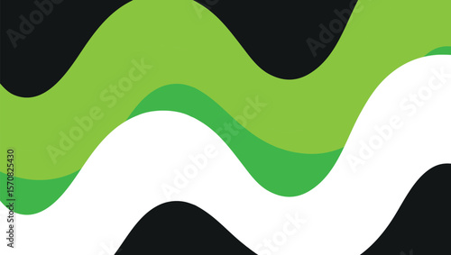 Abstract Waves Vector Background with Green White and Gray Colors Flowing Smoothly Creating a Modern and Dynamic Design for Graphic Elements and Web Usage