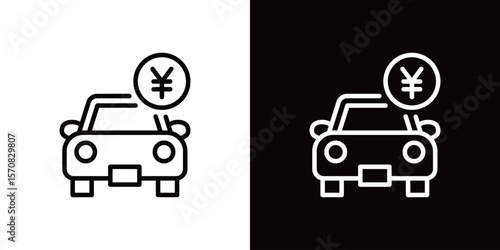 車と金銭のラインアイコン