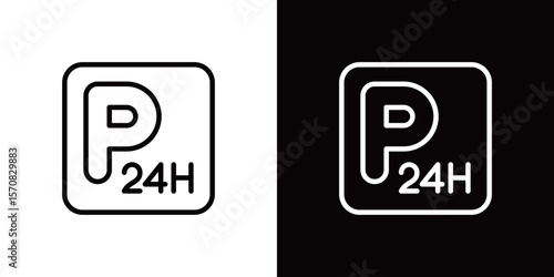 24時間営業駐車場のラインアイコン