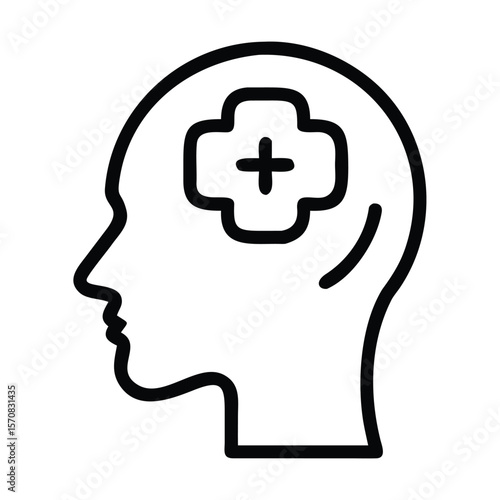 Logo design health mental icon line vector illustration