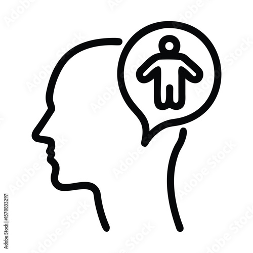 Logo design health mental icon line vector illustration