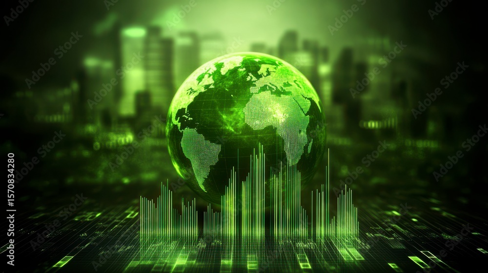A green globe is surrounded by a series of green lines. The globe is the center of the image and the lines are coming out of it. The image has a futuristic and technological feel to it A green globe is surrounded by a series of green lines. The globe is the center of the image and the lines are coming out of it. The image has a futuristic and technological feel to it