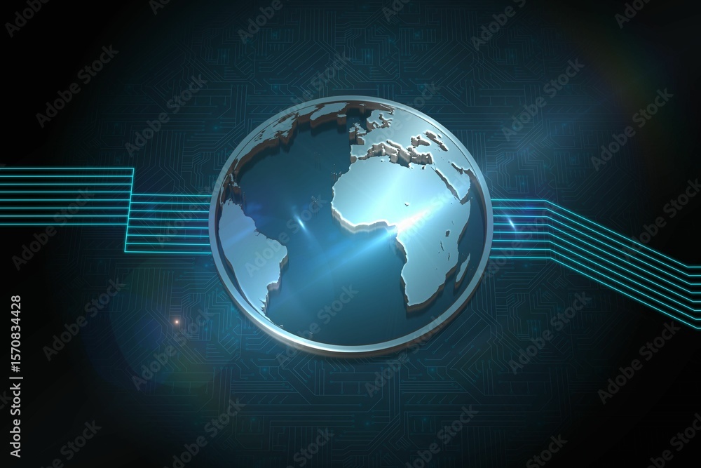 Fototapeta premium Shiny globe on black background