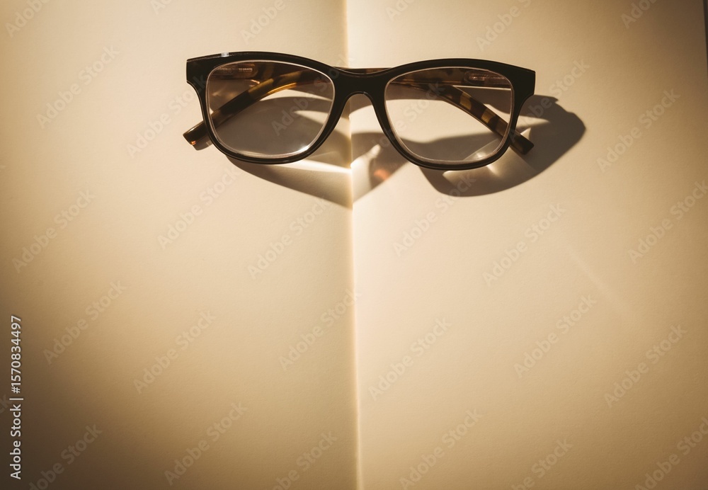 Fototapeta premium Directly above shot of eyeglasses on book
