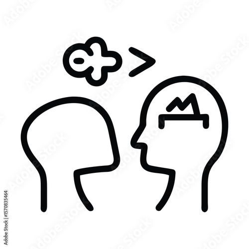 Logo design health mental icon line vector illustration