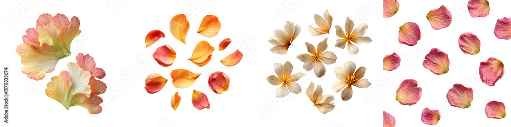 Fototapeta premium Assorted Flower Petals on White Background
