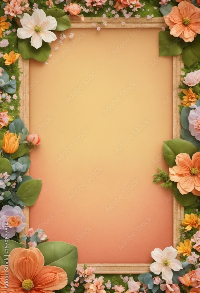Floral Frame Background with Soft Gradient and Botanical Accents Perfect for Spring Celebration Floral Frame Background with Soft Gradient and Botanical Accents Perfect for Spring Celebration