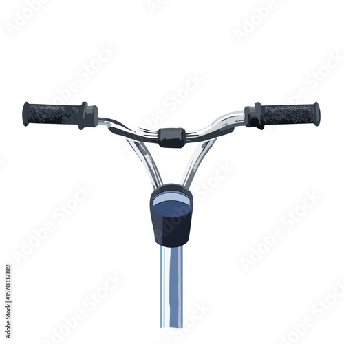Freestyle scooter handlebars and T-bar with black grips on a black background