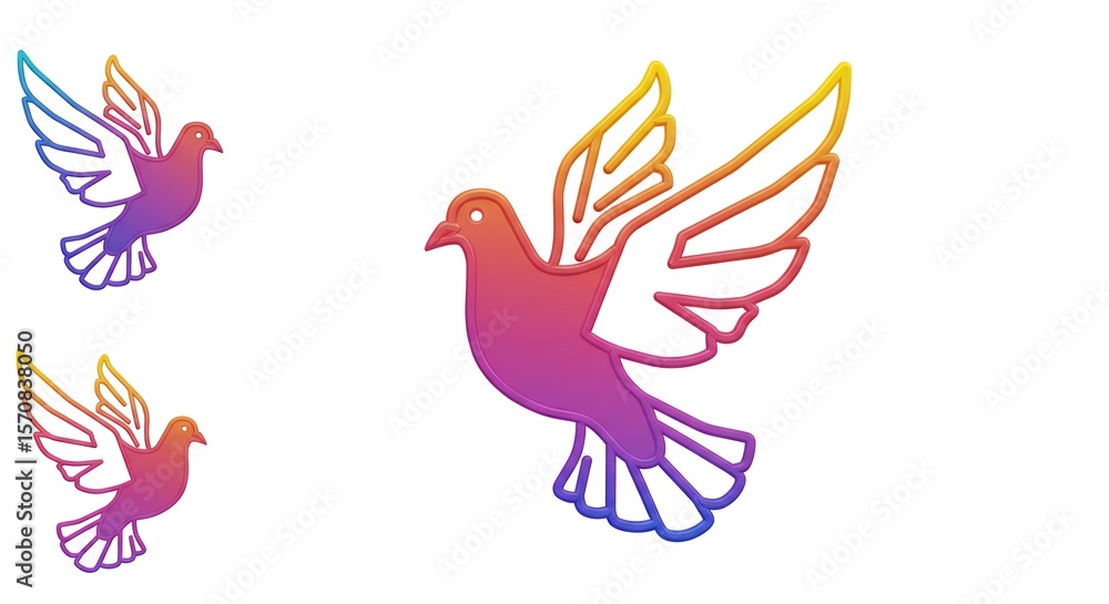 Obraz premium Colorful flying pigeons graphic design