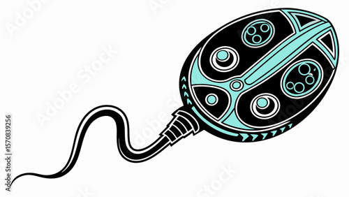 Artistic illustration of a stylized sperm cell with decorative tribal patterns, a concept for fertility and the origin of life.