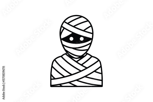 Simple Mummy Icon Wrapped in Bandages Silhouette
