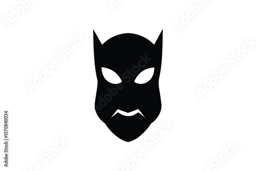 Stylized Superhero Mask Design in Black Silhouette