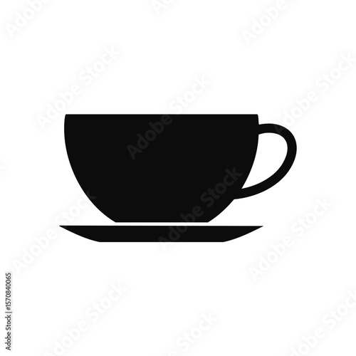 Black coffee cup and saucer silhouette beverage