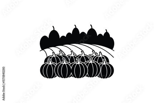 Pumpkin Patch Field Silhouette Vector Illustration