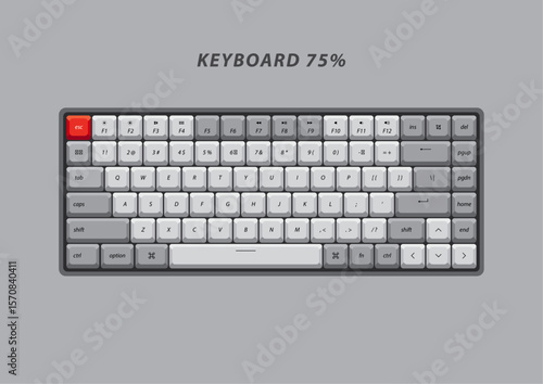 75 Keys Mechanical Keyboard Layout Design vector useful for design element