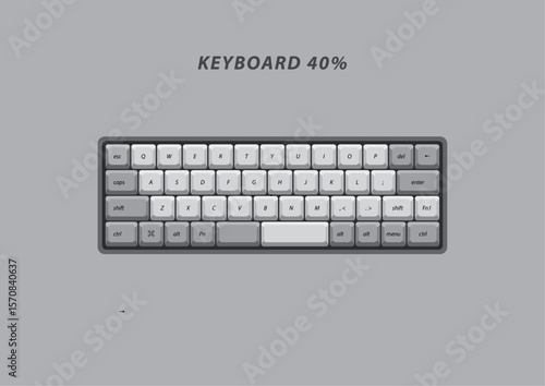 40 Keys Mechanical Keyboard Layout Design vector useful for design element