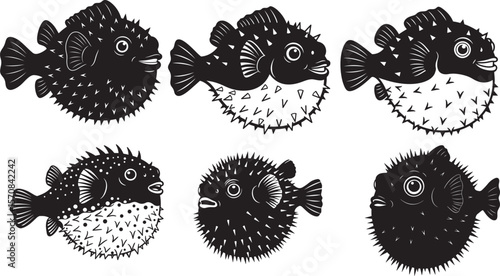 Puffer fish silhouette vector illustration