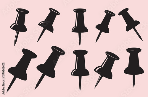 Push pin silhouette vector illustration