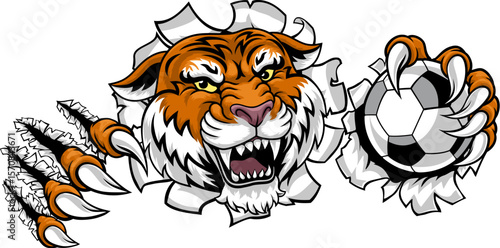 A tiger soccer football ball animal sports team mascot