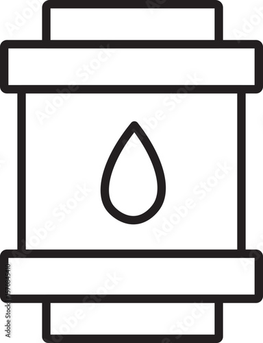 Oil barrel container storage industrial liquid black icon symbol outline simple design used for fuel or petroleum storage in industry