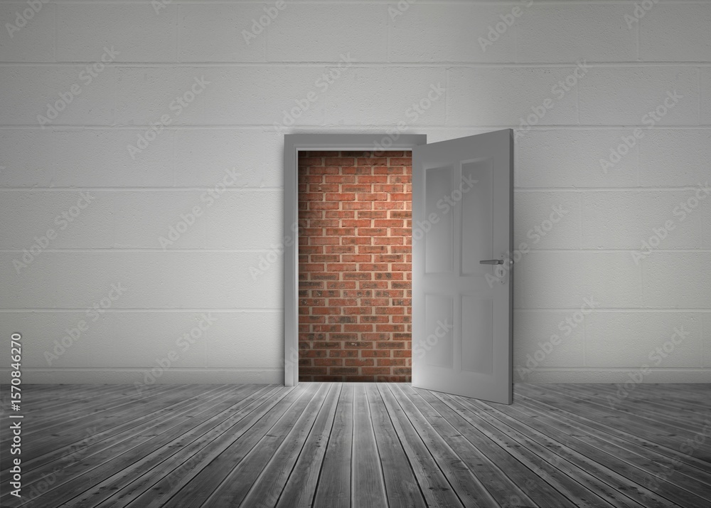 Naklejka premium Open door with wall behind it