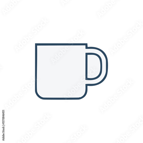 Simple white mug with dark blue outline beverage drink