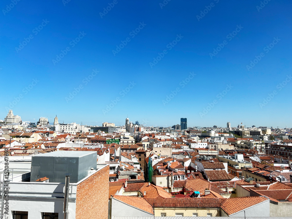 Fototapeta premium View of the rooftops of downtown Madrid, Spain