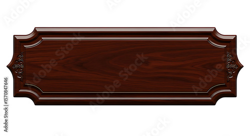 Elegant dark mahogany wooden plaque with decorative edges creates a sophisticated, classic frame element for diverse creative projects.