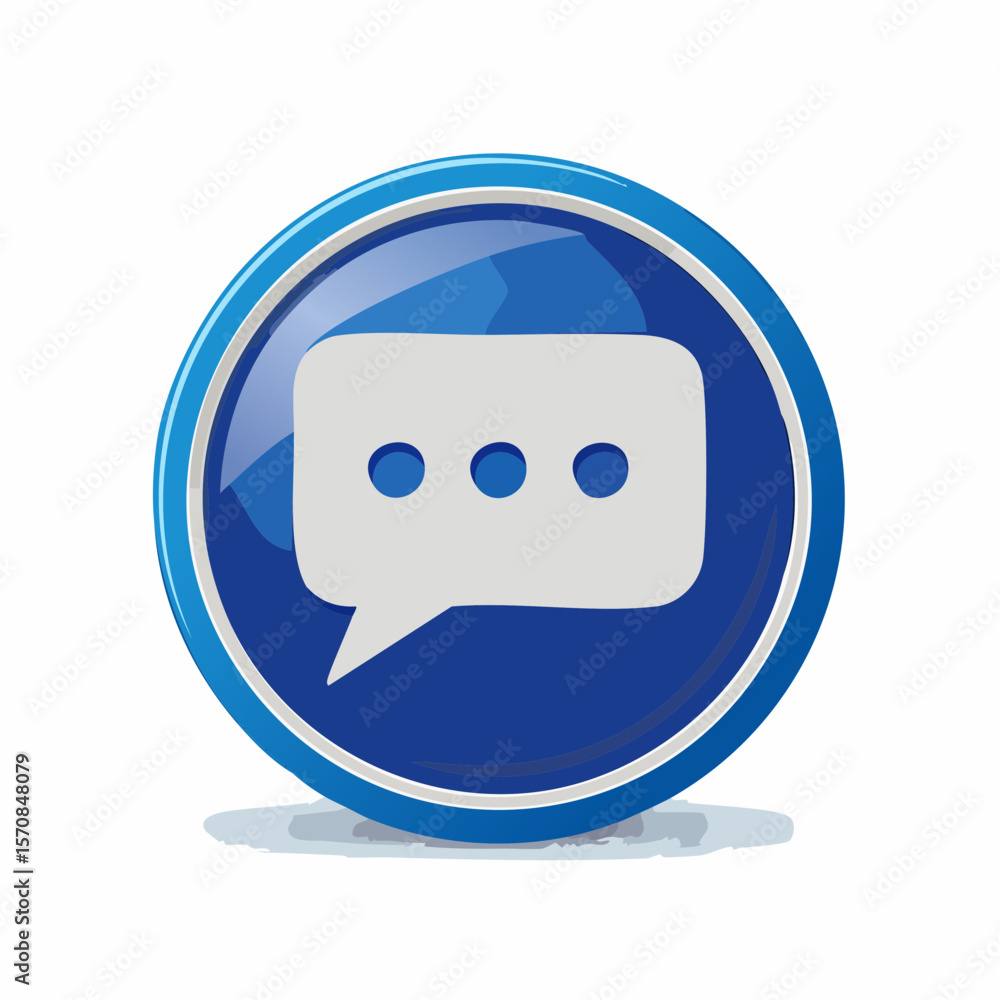 Fototapeta premium Glossy communication bubble offers a versatile icon for messages, chats, comments, and dialogue with a modern, sleek design.