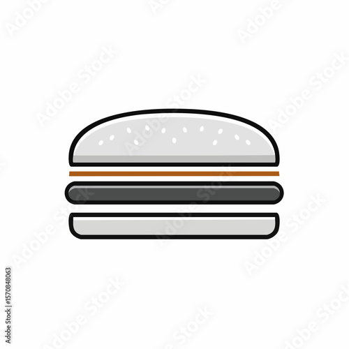 A simple hamburger drawing with clear lines showcasing flat design elements, perfect for culinary themes or food related designs.