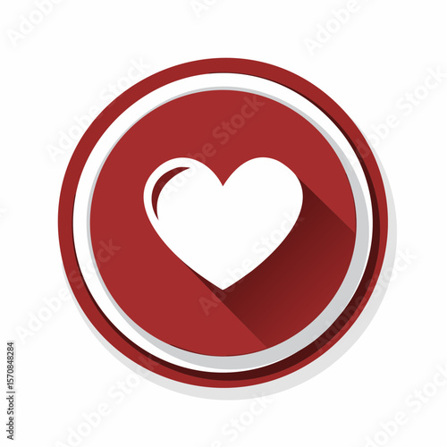 A stylish red circle design showcasing a white heart shape, ideal for logo design, branding, or a symbol of love in graphic elements.
