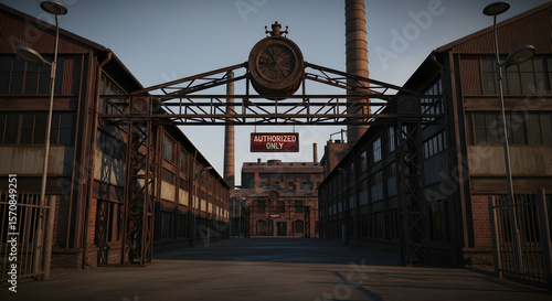 Wallpaper Mural Urban Decay Industrial Complex Exterior With Authorized Entry Sign Torontodigital.ca