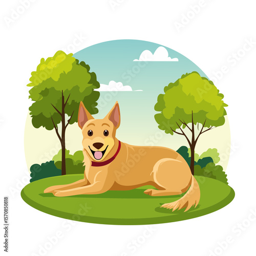 Happy Dog Relaxing in the Park on a Sunny Day