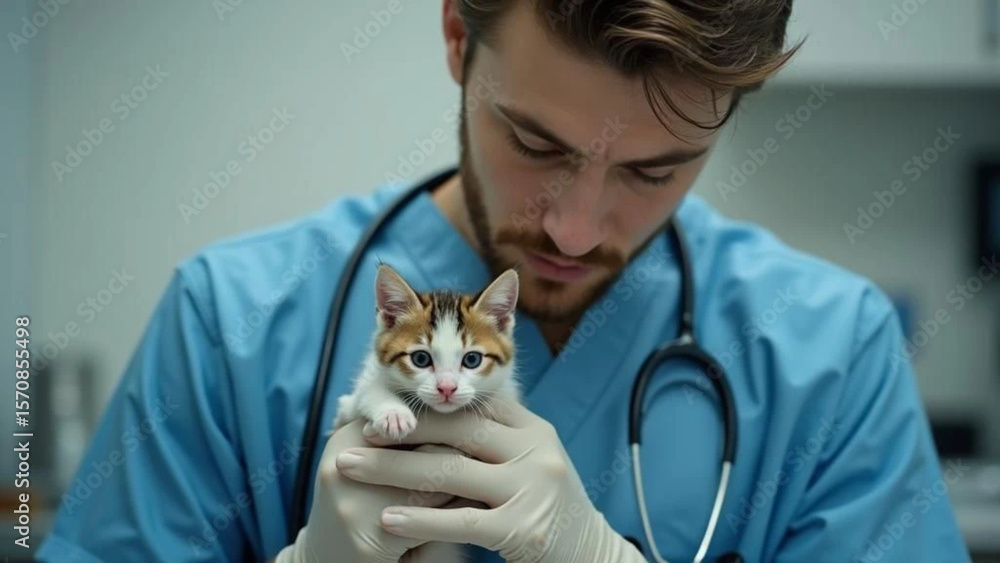 Cute small kitten at the vet. Close up. Cute small kitten at the vet. Close up.